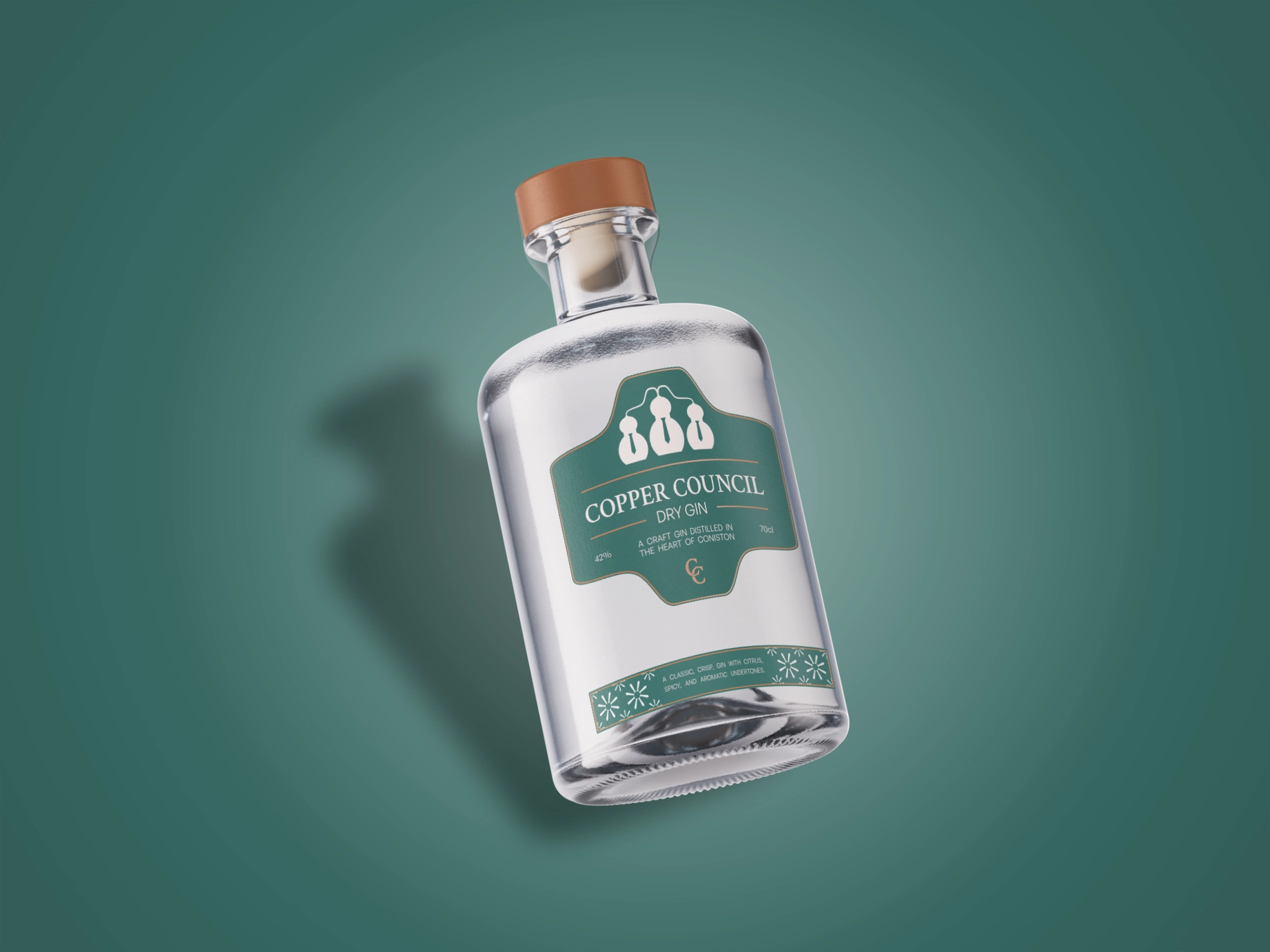 Copper Council gin bottle mockup