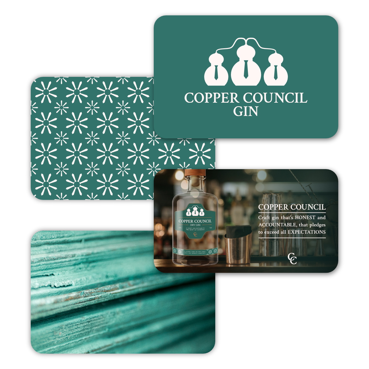 Group of 4 aspects of the Copper Council brand identity