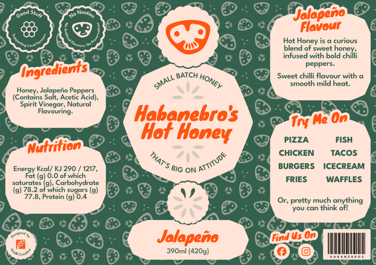 Jalapeno Bottle Label Jalapeno Flavour Hot Honey label mockup